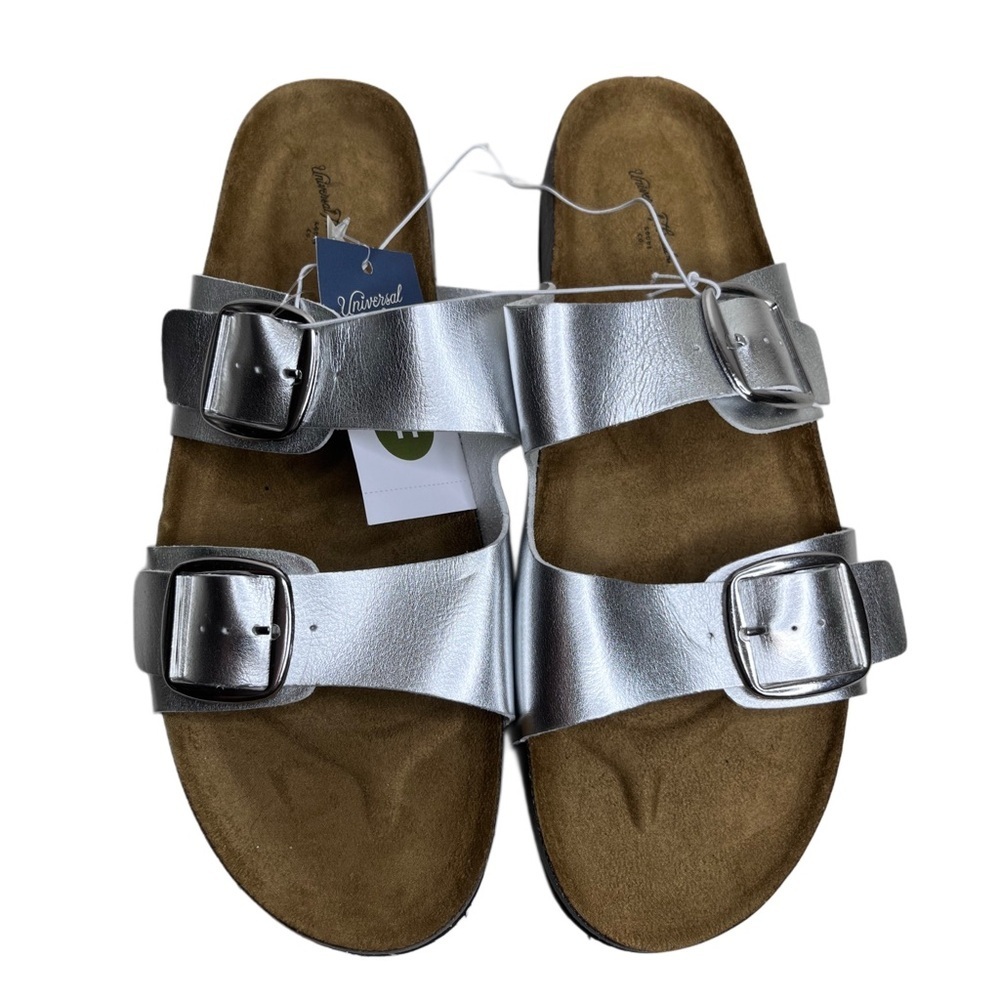 NWT Universal Thread Silver Devin Sz 11 Slide-on Sandals